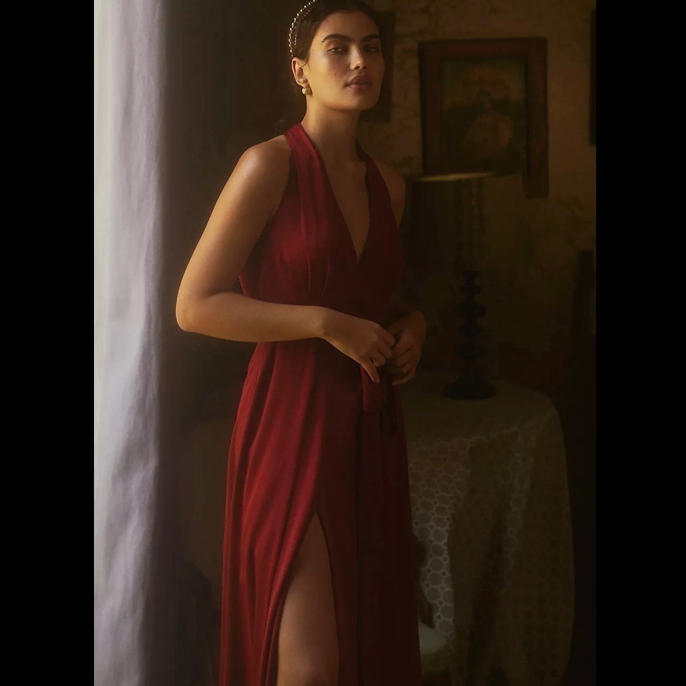 Hutch Ruby Satin wrap maxi dress